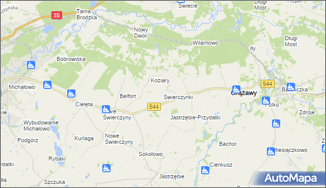 mapa Świerczynki gmina Bartniczka, Świerczynki gmina Bartniczka na mapie Targeo