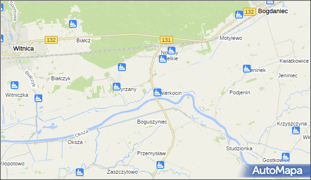 mapa Świerkocin gmina Witnica, Świerkocin gmina Witnica na mapie Targeo