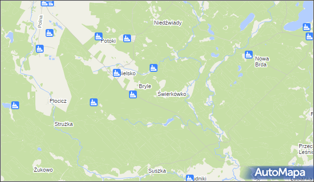 mapa Świerkówko gmina Koczała, Świerkówko gmina Koczała na mapie Targeo