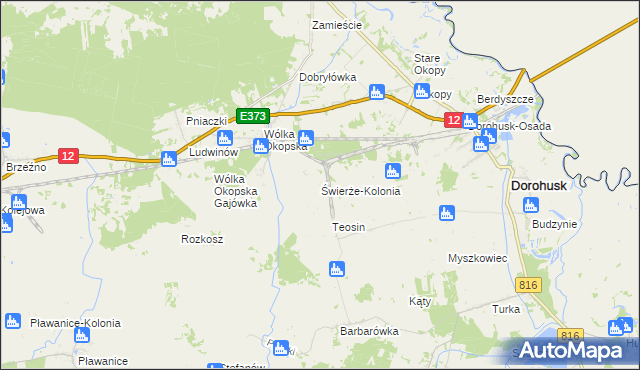 mapa Świerże-Kolonia gmina Dorohusk, Świerże-Kolonia gmina Dorohusk na mapie Targeo