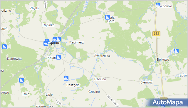 mapa Świerznica gmina Rąbino, Świerznica gmina Rąbino na mapie Targeo