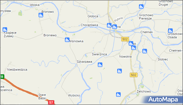 mapa Świerznica gmina Stegna, Świerznica gmina Stegna na mapie Targeo