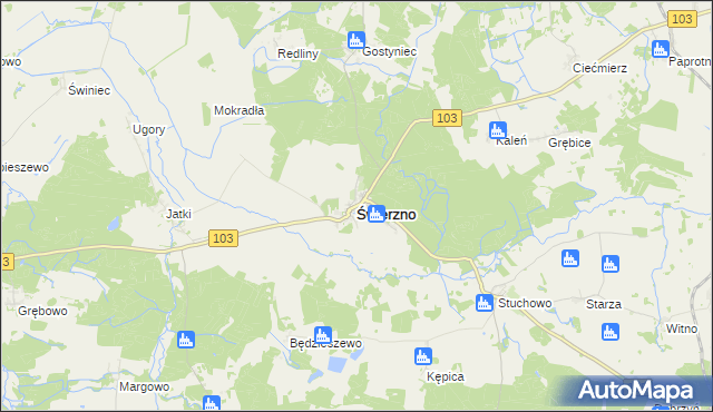 mapa Świerzno powiat kamieński, Świerzno powiat kamieński na mapie Targeo