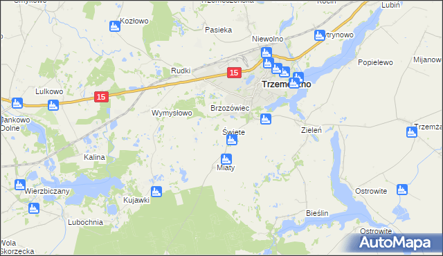 mapa Święte gmina Trzemeszno, Święte gmina Trzemeszno na mapie Targeo