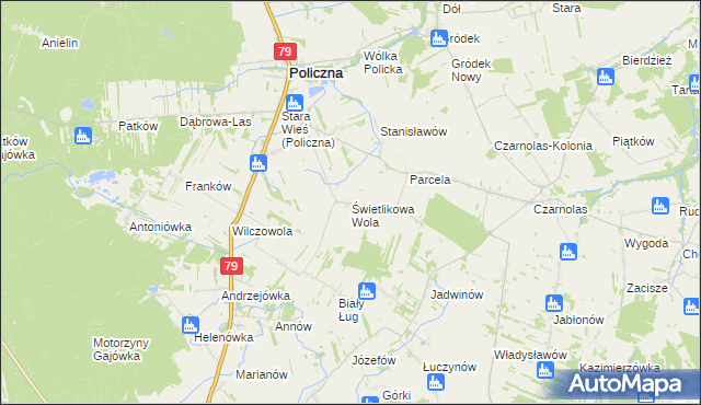 mapa Świetlikowa Wola, Świetlikowa Wola na mapie Targeo