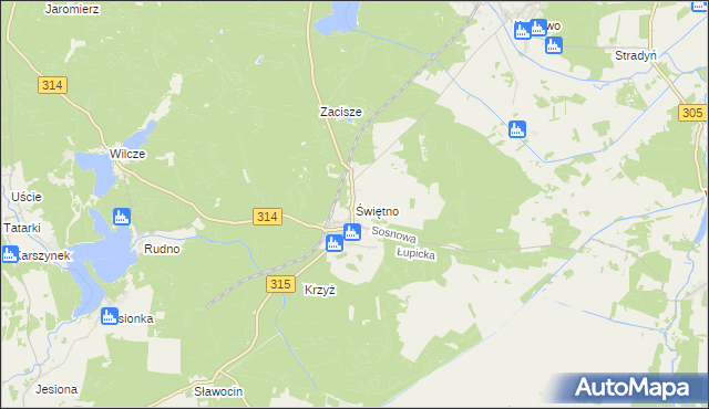 mapa Świętno gmina Wolsztyn, Świętno gmina Wolsztyn na mapie Targeo