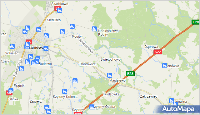 mapa Świętochowo, Świętochowo na mapie Targeo