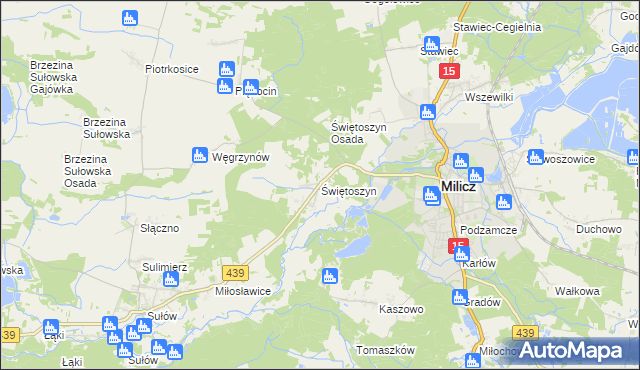 mapa Świętoszyn, Świętoszyn na mapie Targeo