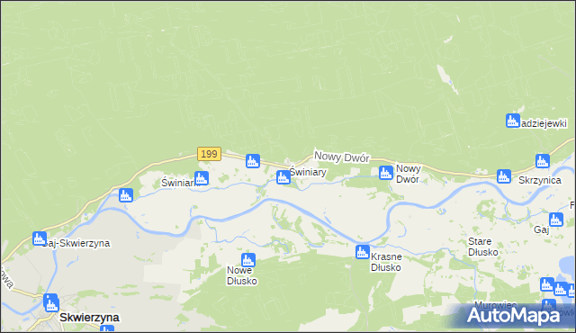 mapa Świniary gmina Skwierzyna, Świniary gmina Skwierzyna na mapie Targeo