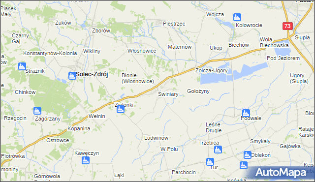 mapa Świniary gmina Solec-Zdrój, Świniary gmina Solec-Zdrój na mapie Targeo