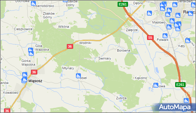 mapa Świniary gmina Wąsosz, Świniary gmina Wąsosz na mapie Targeo