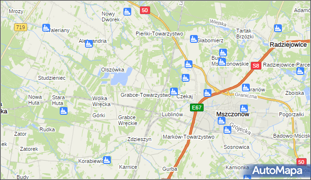 mapa Świnice gmina Mszczonów, Świnice gmina Mszczonów na mapie Targeo