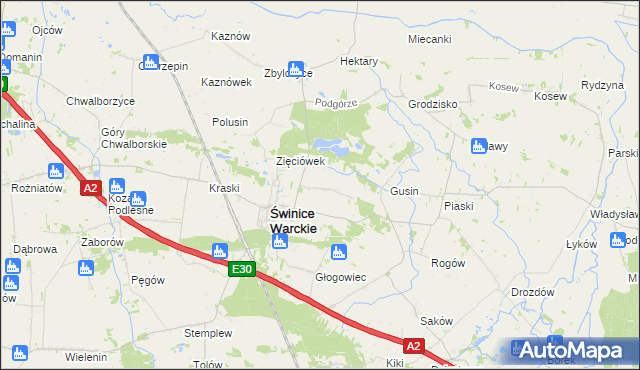 mapa Świnice Warckie-Kolonia, Świnice Warckie-Kolonia na mapie Targeo