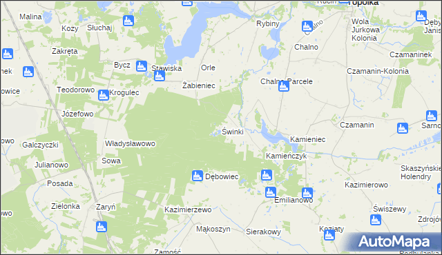 mapa Świnki gmina Topólka, Świnki gmina Topólka na mapie Targeo