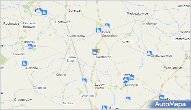 mapa Świnobród gmina Borów, Świnobród gmina Borów na mapie Targeo