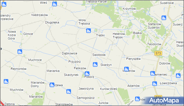 mapa Swoboda gmina Szczawin Kościelny, Swoboda gmina Szczawin Kościelny na mapie Targeo