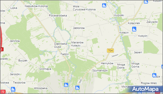 mapa Syberia gmina Brzeziny, Syberia gmina Brzeziny na mapie Targeo