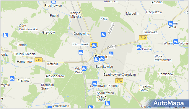 mapa Szadek powiat zduńskowolski, Szadek powiat zduńskowolski na mapie Targeo