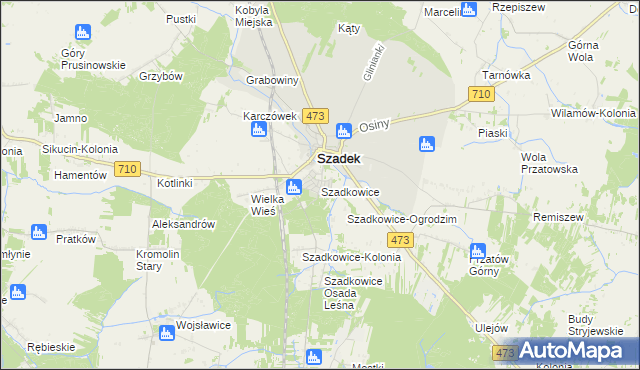 mapa Szadkowice gmina Szadek, Szadkowice gmina Szadek na mapie Targeo