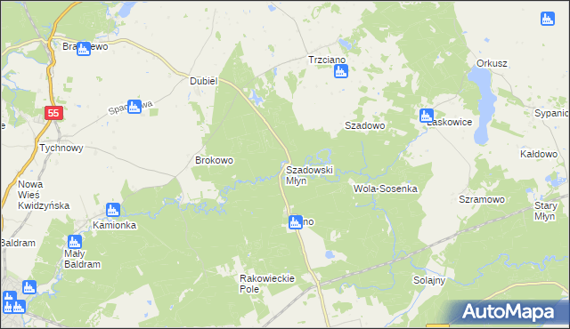 mapa Szadowski Młyn, Szadowski Młyn na mapie Targeo