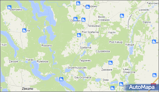 mapa Szafarnia gmina Kurzętnik, Szafarnia gmina Kurzętnik na mapie Targeo