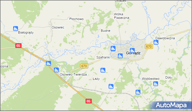 mapa Szafranki gmina Goniądz, Szafranki gmina Goniądz na mapie Targeo