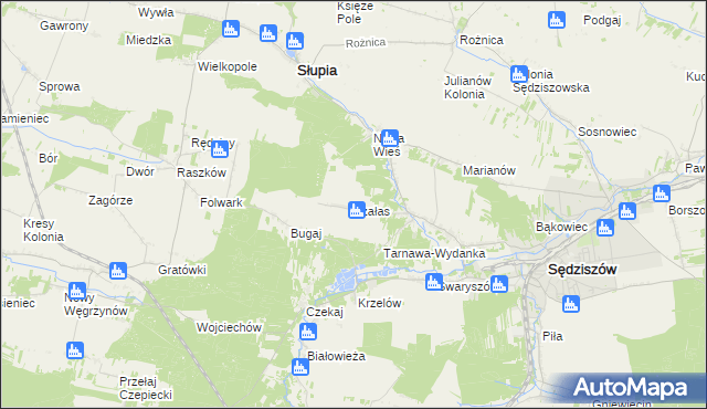 mapa Szałas gmina Sędziszów, Szałas gmina Sędziszów na mapie Targeo