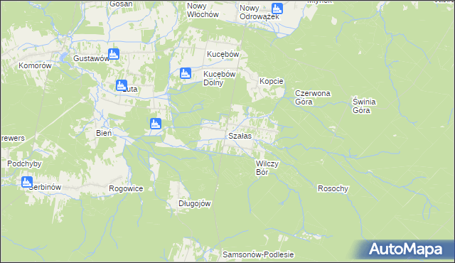 mapa Szałas gmina Zagnańsk, Szałas gmina Zagnańsk na mapie Targeo