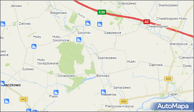 mapa Szamarzewo, Szamarzewo na mapie Targeo