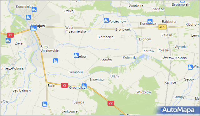 mapa Szarów gmina Poddębice, Szarów gmina Poddębice na mapie Targeo