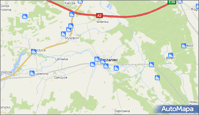 mapa Szczaniec, Szczaniec na mapie Targeo