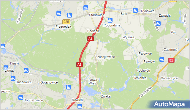 mapa Szczejkowice, Szczejkowice na mapie Targeo