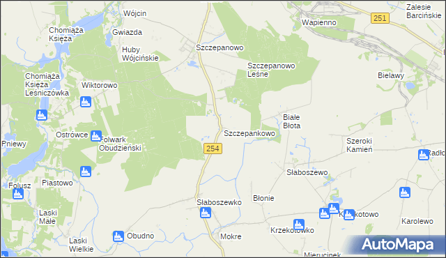 mapa Szczepankowo gmina Dąbrowa, Szczepankowo gmina Dąbrowa na mapie Targeo