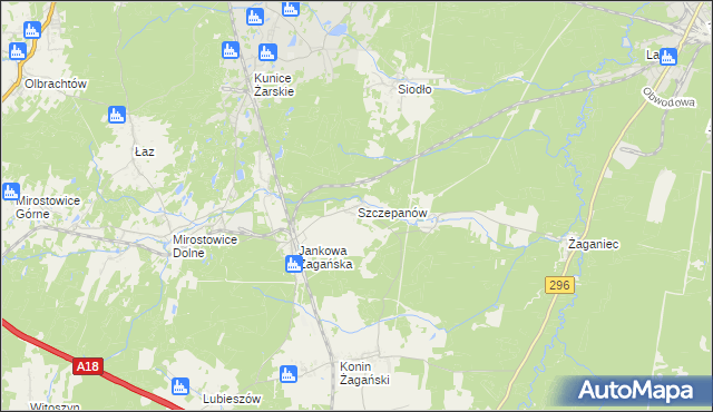 mapa Szczepanów gmina Iłowa, Szczepanów gmina Iłowa na mapie Targeo