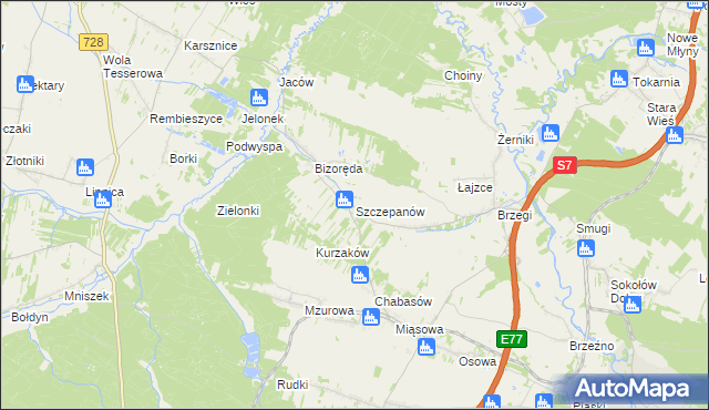 mapa Szczepanów gmina Sobków, Szczepanów gmina Sobków na mapie Targeo