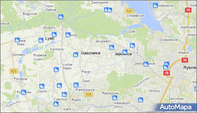 mapa Szczerbice, Szczerbice na mapie Targeo