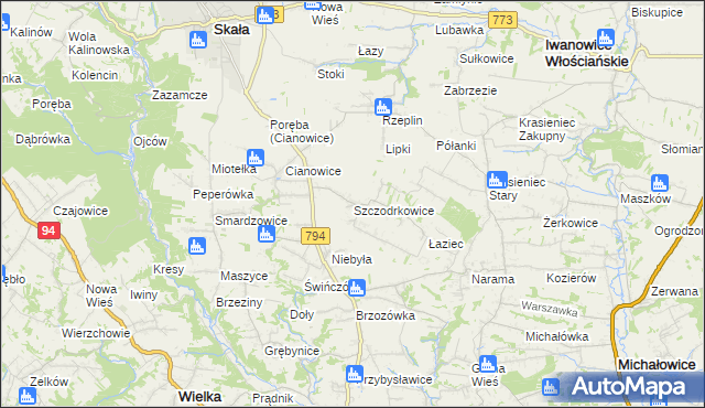 mapa Szczodrkowice, Szczodrkowice na mapie Targeo