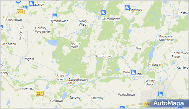 mapa Szczodrowo gmina Skarszewy, Szczodrowo gmina Skarszewy na mapie Targeo