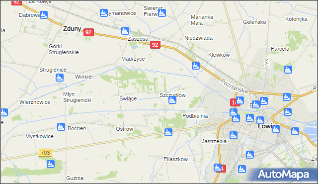 mapa Szczudłów, Szczudłów na mapie Targeo