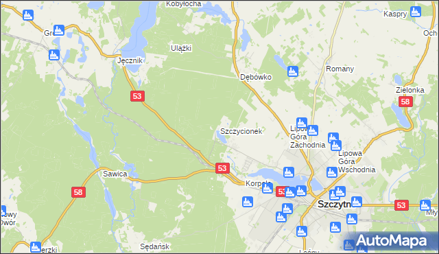 mapa Szczycionek, Szczycionek na mapie Targeo