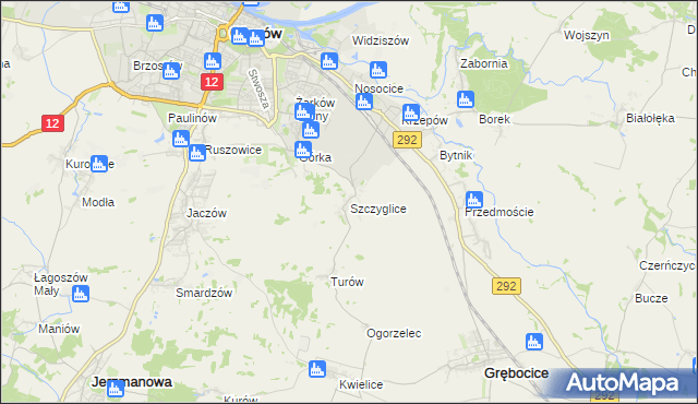 mapa Szczyglice gmina Głogów, Szczyglice gmina Głogów na mapie Targeo