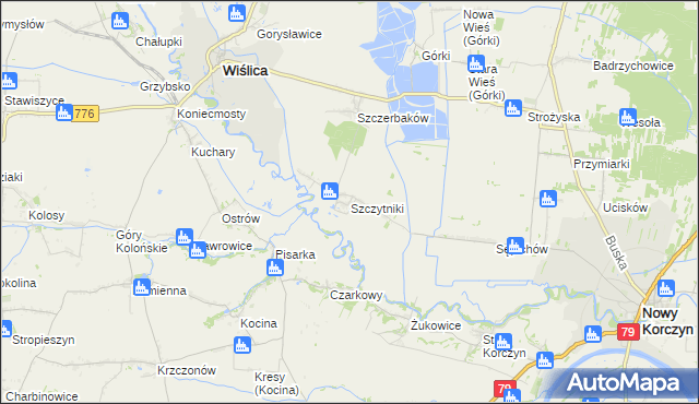 mapa Szczytniki gmina Wiślica, Szczytniki gmina Wiślica na mapie Targeo