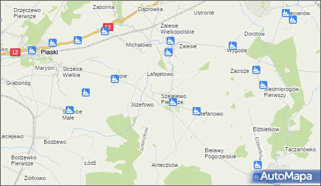 mapa Szelejewo Pierwsze, Szelejewo Pierwsze na mapie Targeo