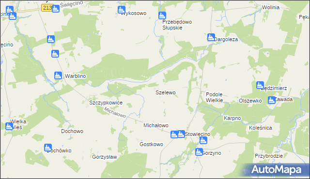 mapa Szelewo, Szelewo na mapie Targeo