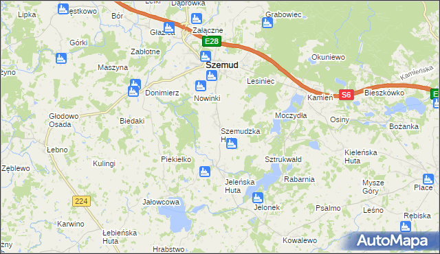 mapa Szemudzka Huta, Szemudzka Huta na mapie Targeo