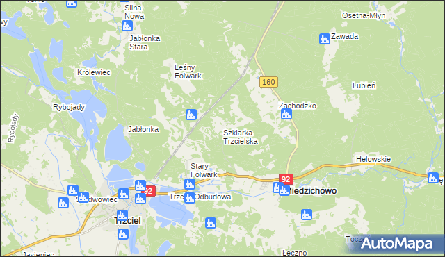 mapa Szklarka Trzcielska, Szklarka Trzcielska na mapie Targeo