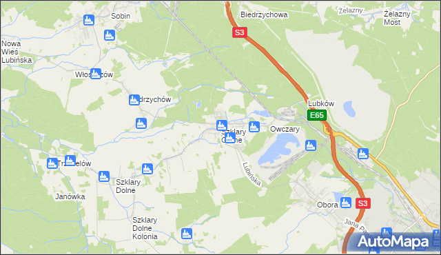 mapa Szklary Górne, Szklary Górne na mapie Targeo