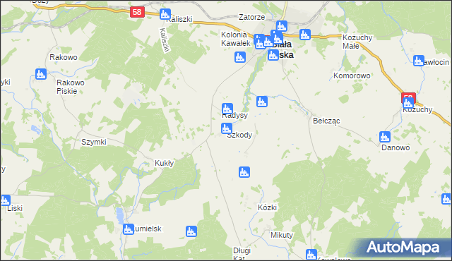 mapa Szkody, Szkody na mapie Targeo