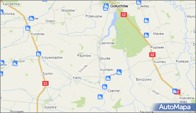 mapa Szkudła, Szkudła na mapie Targeo