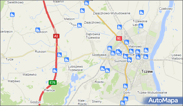 mapa Szpęgawa, Szpęgawa na mapie Targeo